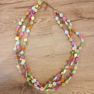 Boho Layered Beaded Necklace Multi Color Button Beads